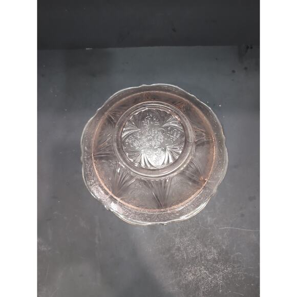 Hazel Atlas Royal Lace Pink Glass Bowl, Depression Glass Fruit Bowl 10", Vintage - Picture 3 of 9